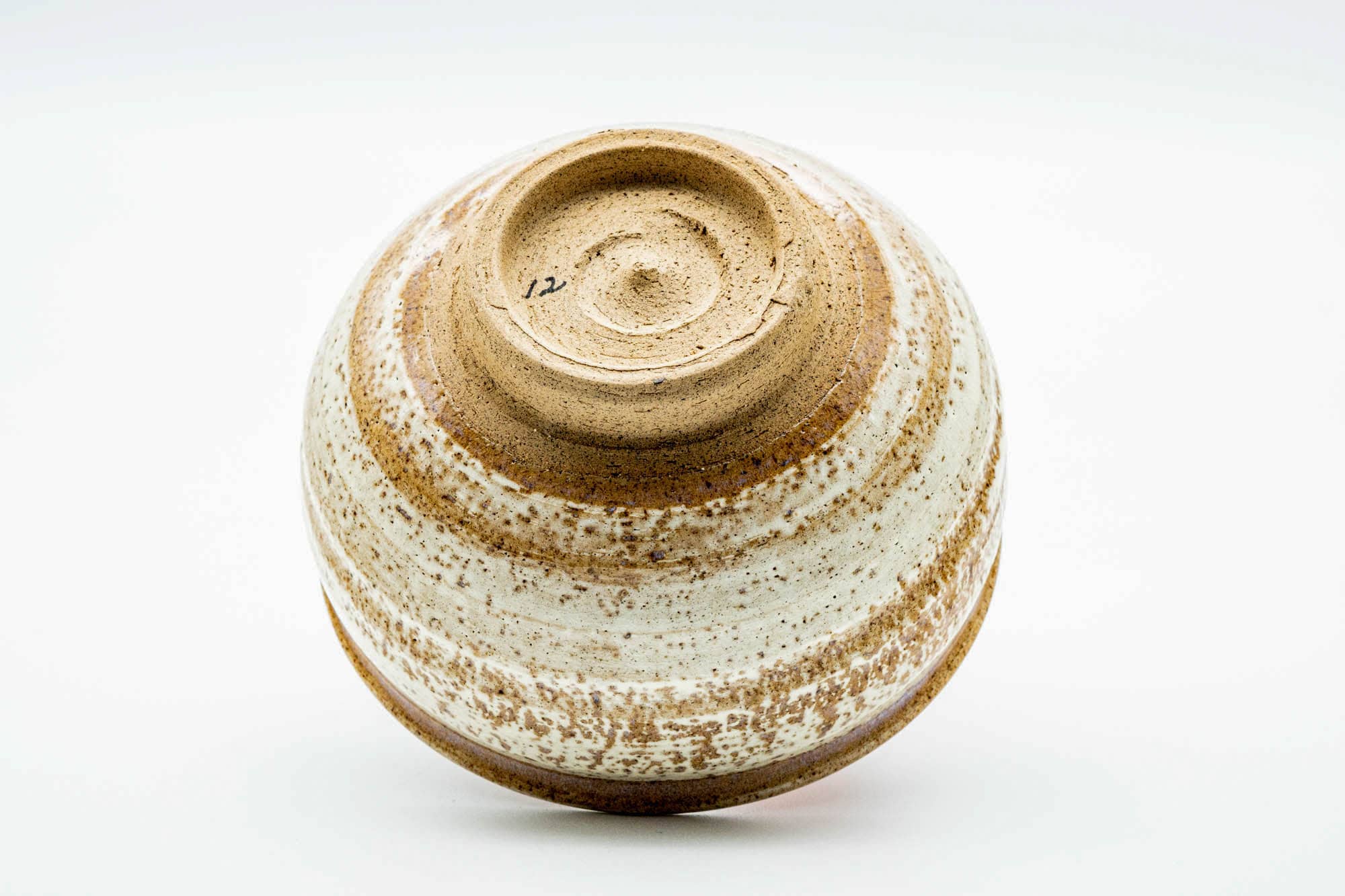 Japanese Matcha Bowl - Brown Milky White Glazed Chawan - 350ml