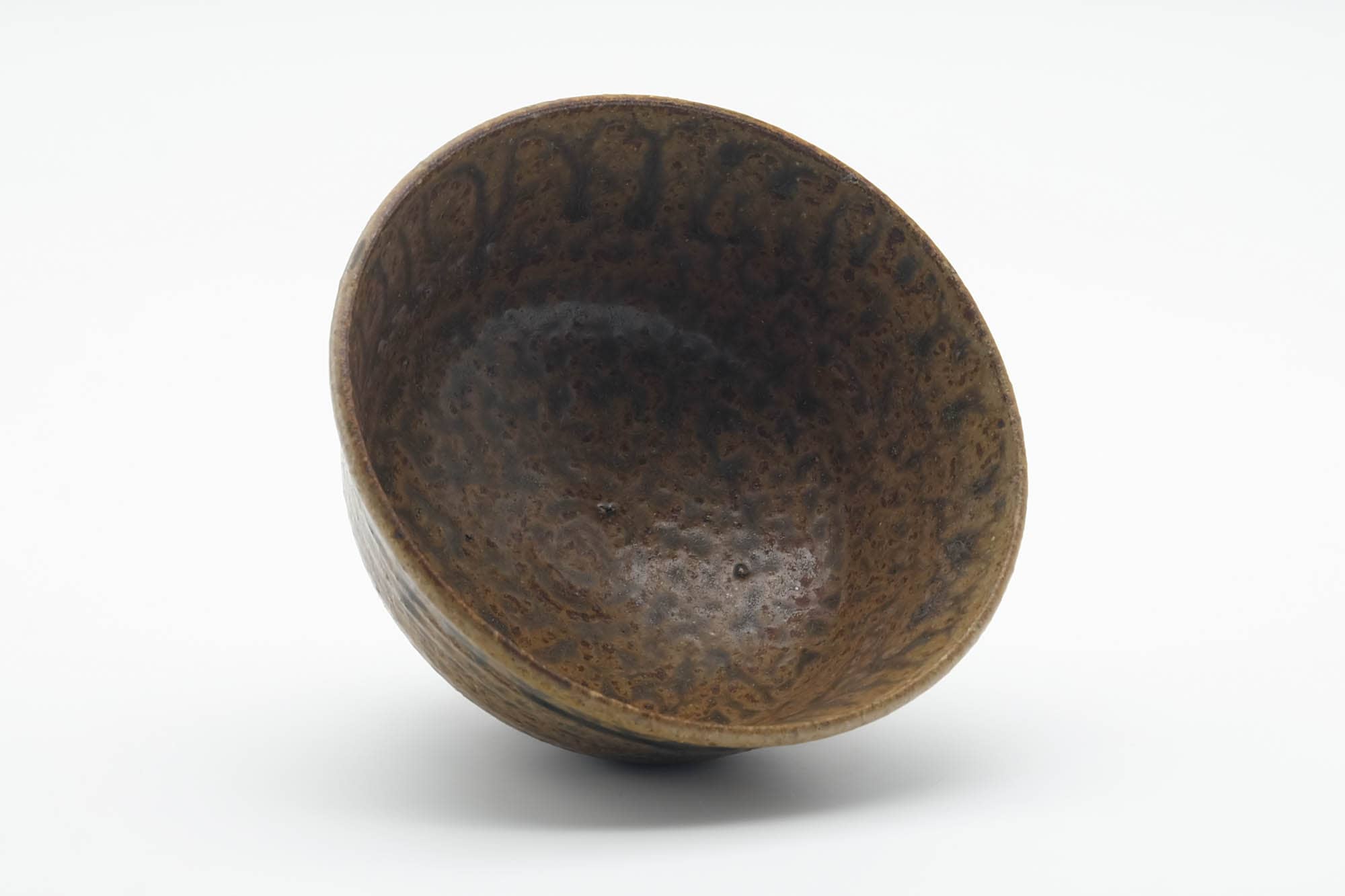 Japanese Matcha Bowl - Brown Green Mottled Drip-Glazed Chawan - 200ml