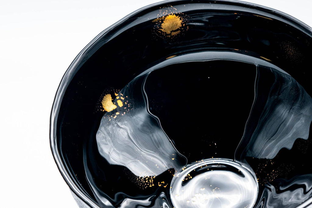 Gold Spotted Black Glass Chawan