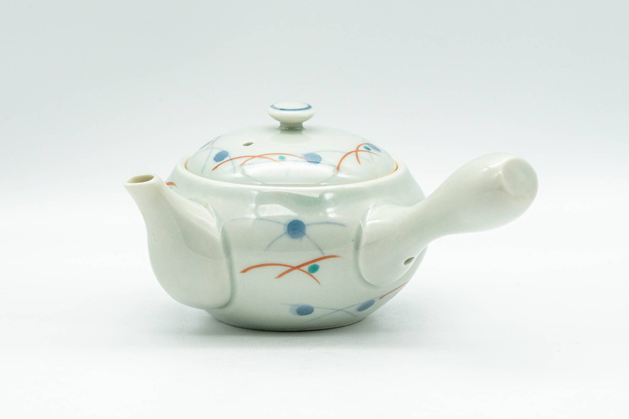 Japanese Kyusu - Geometric Polka-Dotted Arita-yaki Debeso Teapot - 130ml