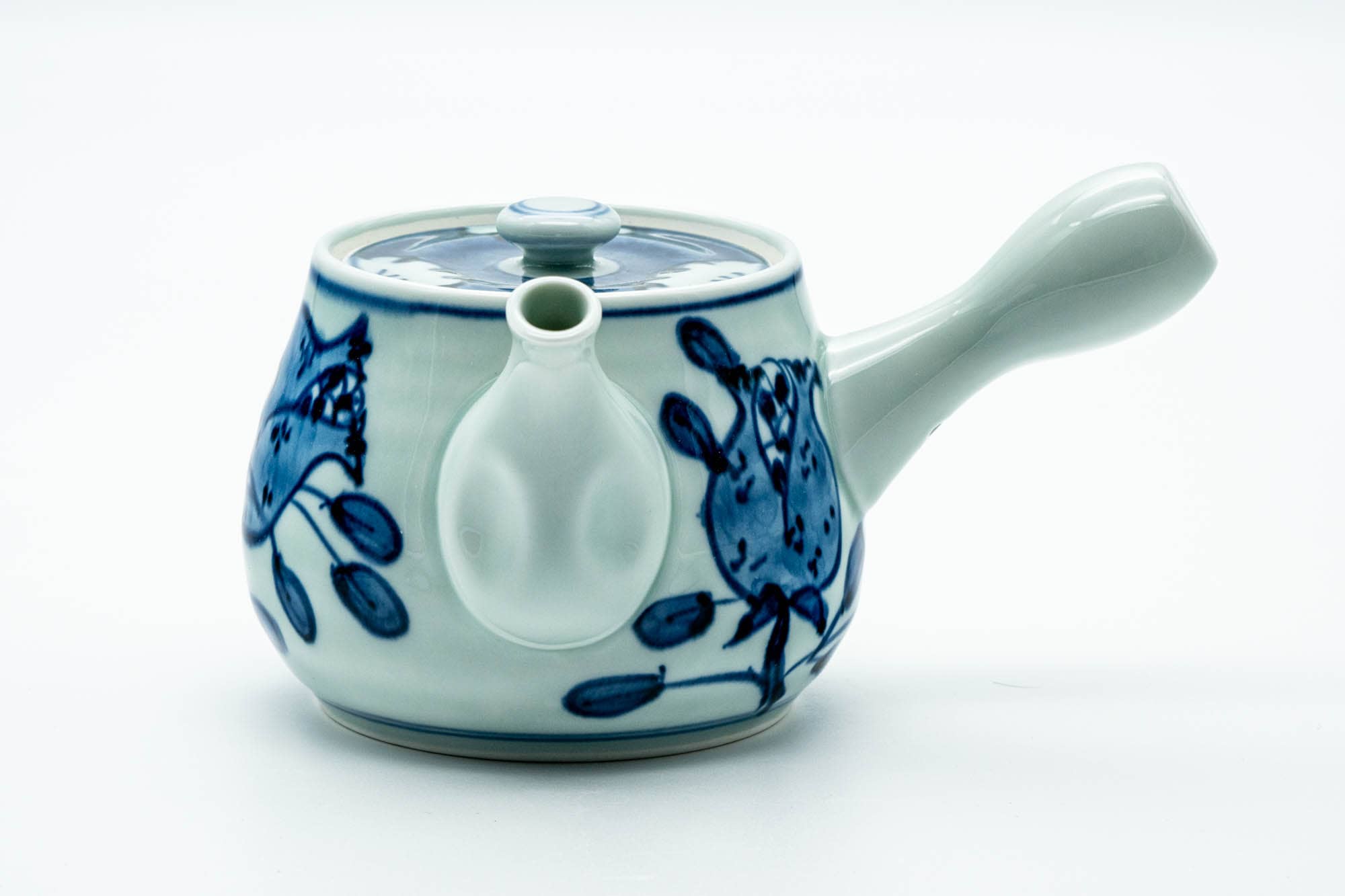 Japanese Kyusu - Blue Floral Arita-yaki Ceramic Filter Teapot - 400ml