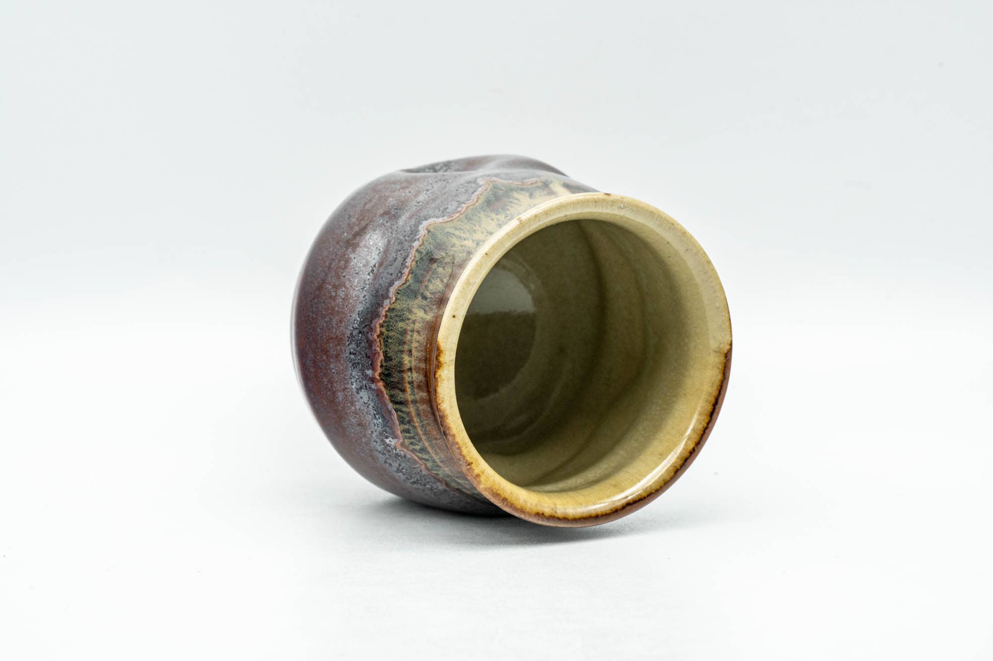 Japanese Teacup - Abstract Brown Yellow Drip-Glazed Wabi-Sabi Yunomi - 130ml