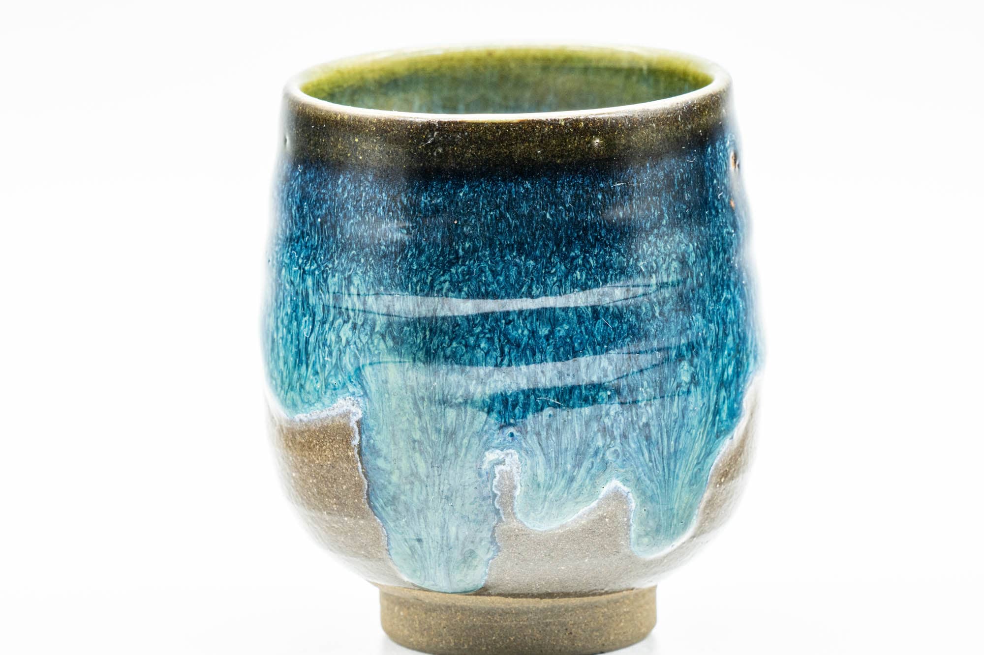 Japanese Teacup - Blue Hare's Fur Drip Glazed Yunomi - 115ml