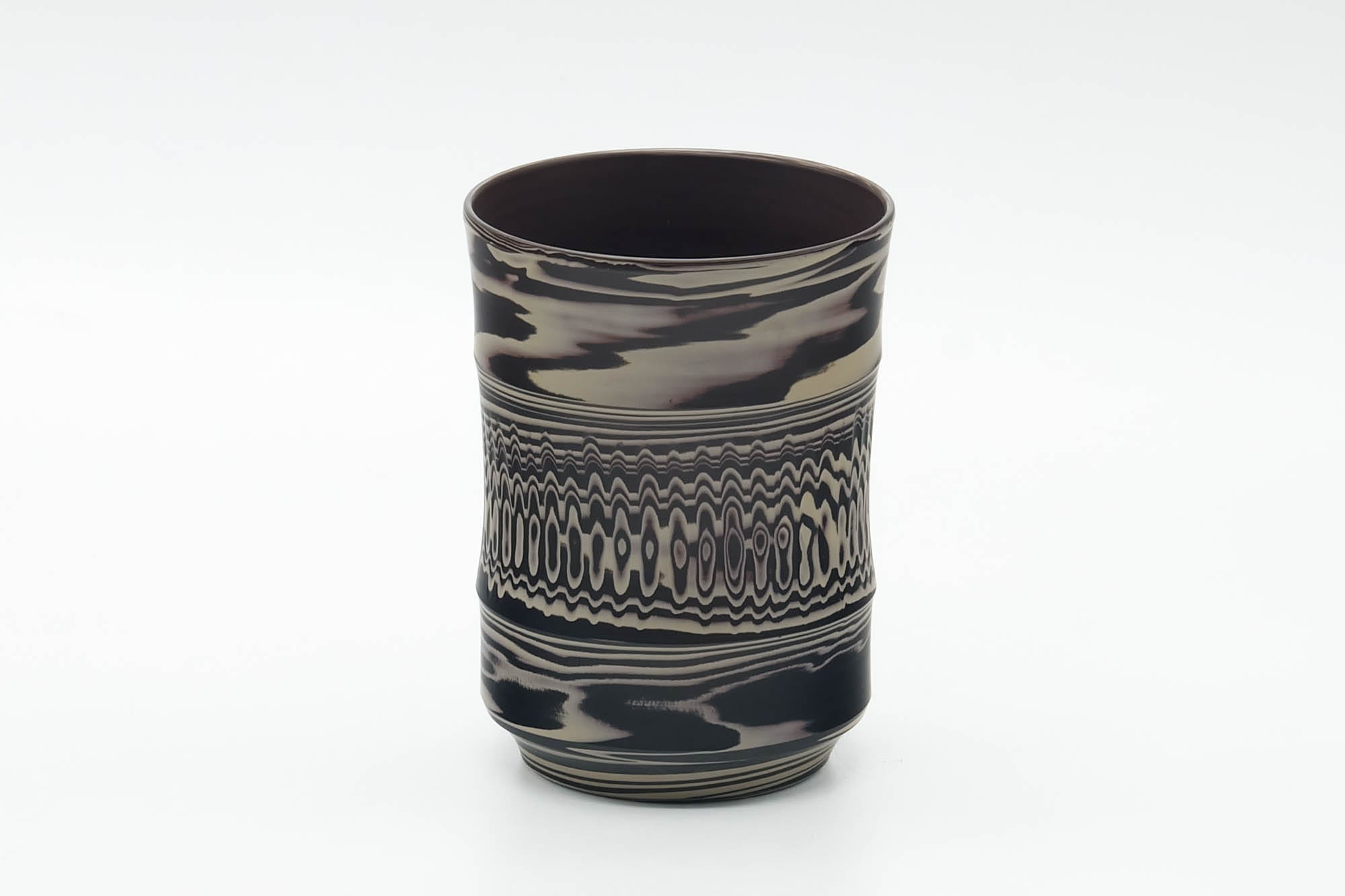 Japanese Teacup - Grey White Nerikomi Tochiri Tokoname Yunomi - 190ml