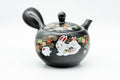 Japanese Kyusu - Bunny Rabbits and Flowers Kokudei Tokoname-yaki Teapot - 320ml