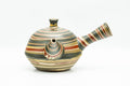 Japanese Kyusu - Green, Red, and Yellow Swirling Nerikomi Tokoname-yaki Do-ake Teapot - 240ml