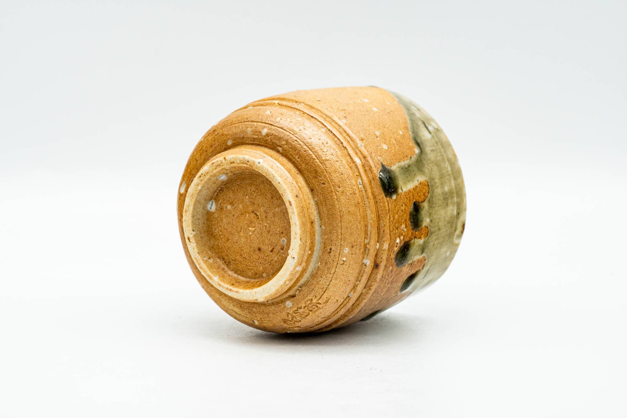 Japanese Teacup - Orange Green Drip-Glazed Shigaraki-yaki Yunomi - 120ml