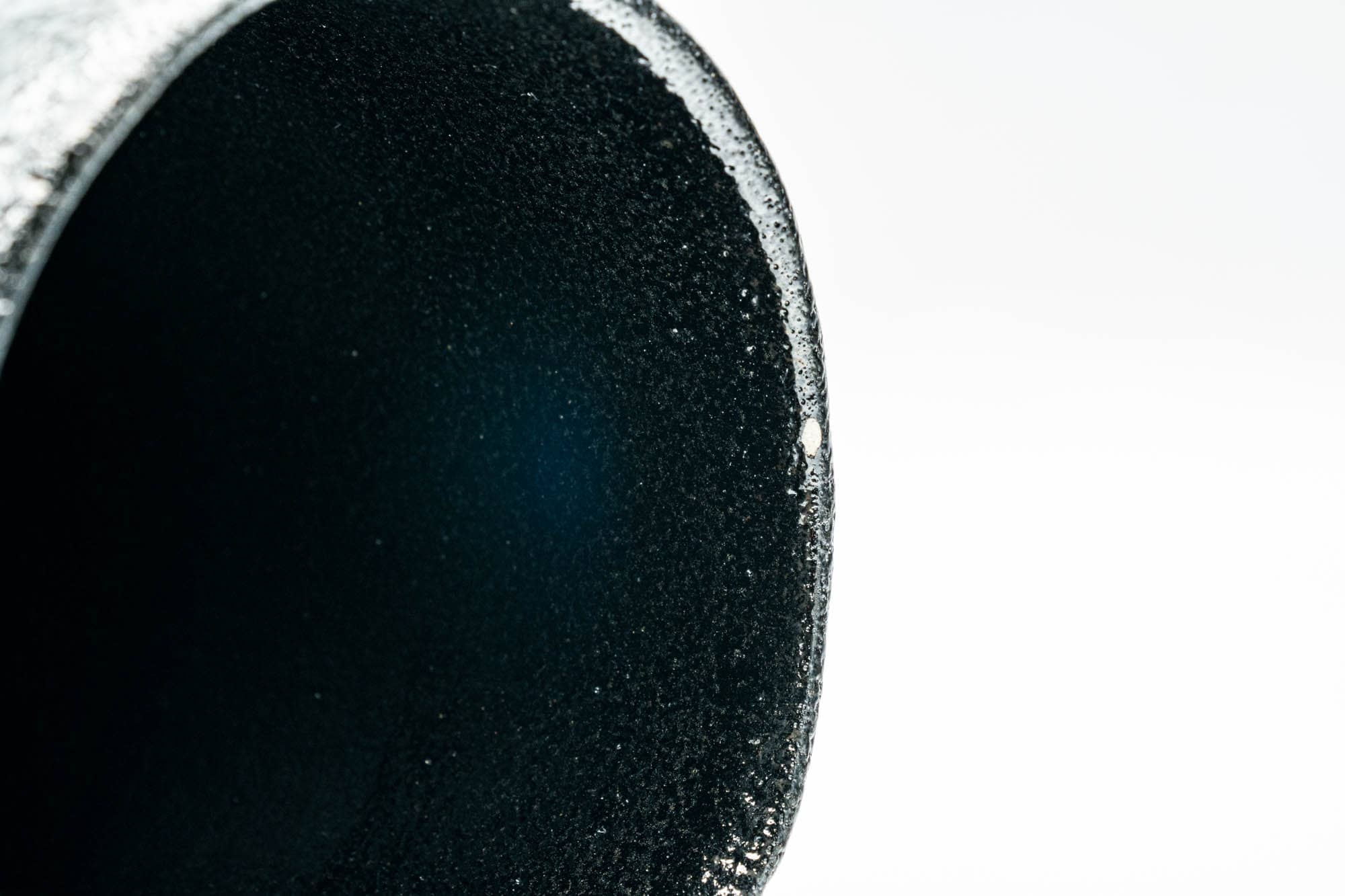 Japanese Matcha Bowl - Tall Black Hand-built Raku Kuroraku Winter Chawan - 350ml