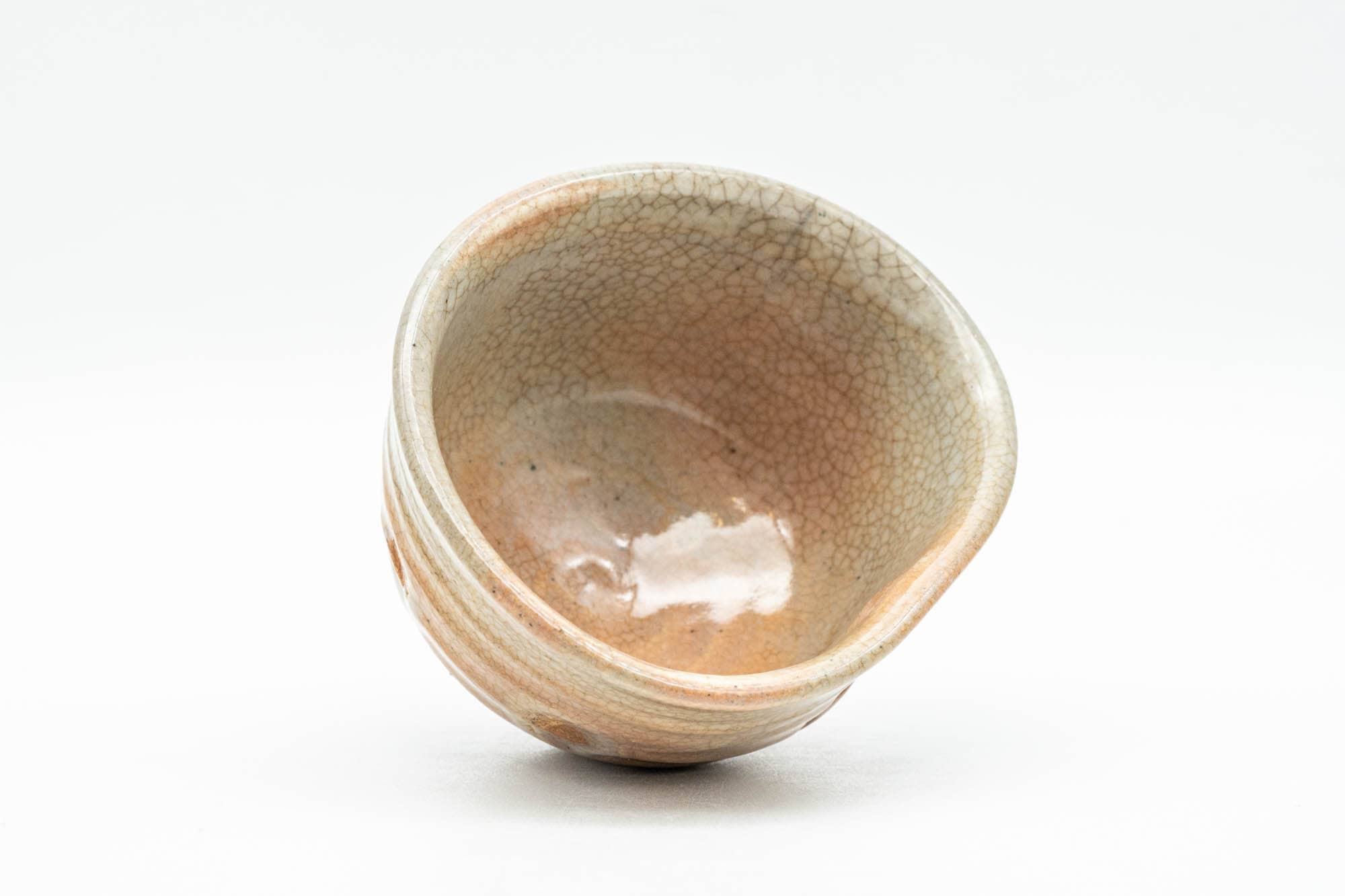Japanese Teacup - 辰 Asahi-yaki - Beige Peach Drip-Glazed Guinomi - 50ml