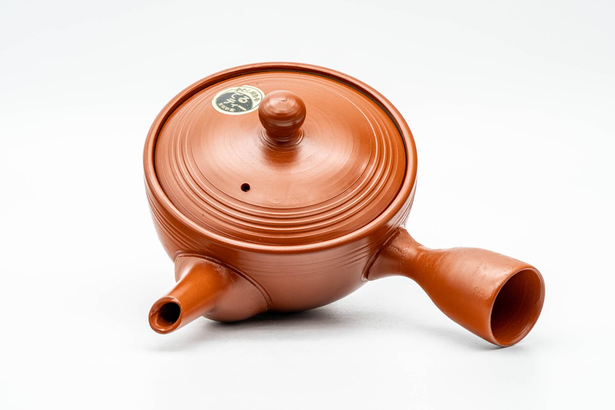 Japanese Kyusu - Spiraling Red Shudei Tokoname-yaki Mesh Teapot - 250ml