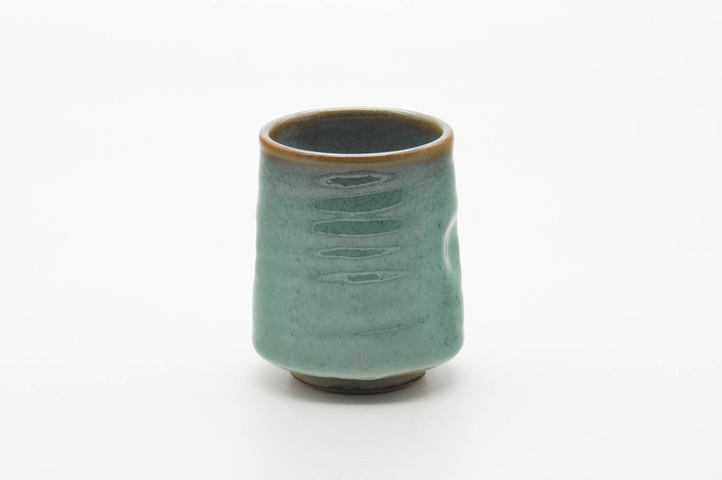 Japanese Teacup - Teal Speckled Thumb-Indented Yunomi - 180ml