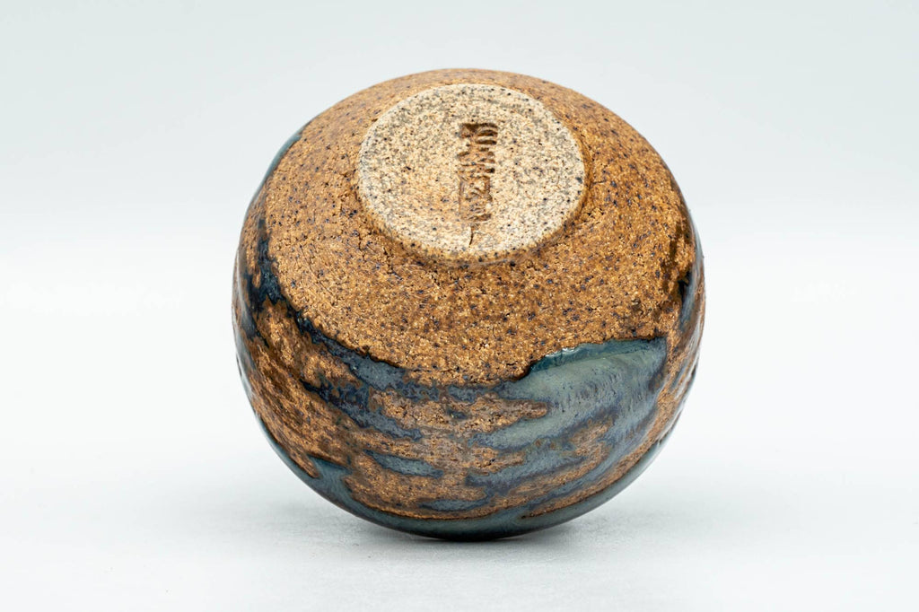 Japanese Teacup - Blue Glazed Orange Stoneware Yunomi - 80ml