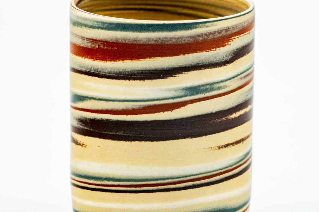 Japanese Teacups - Set of 4 Yellow Nerikomi Tokoname-yaki Yunomi - 90ml