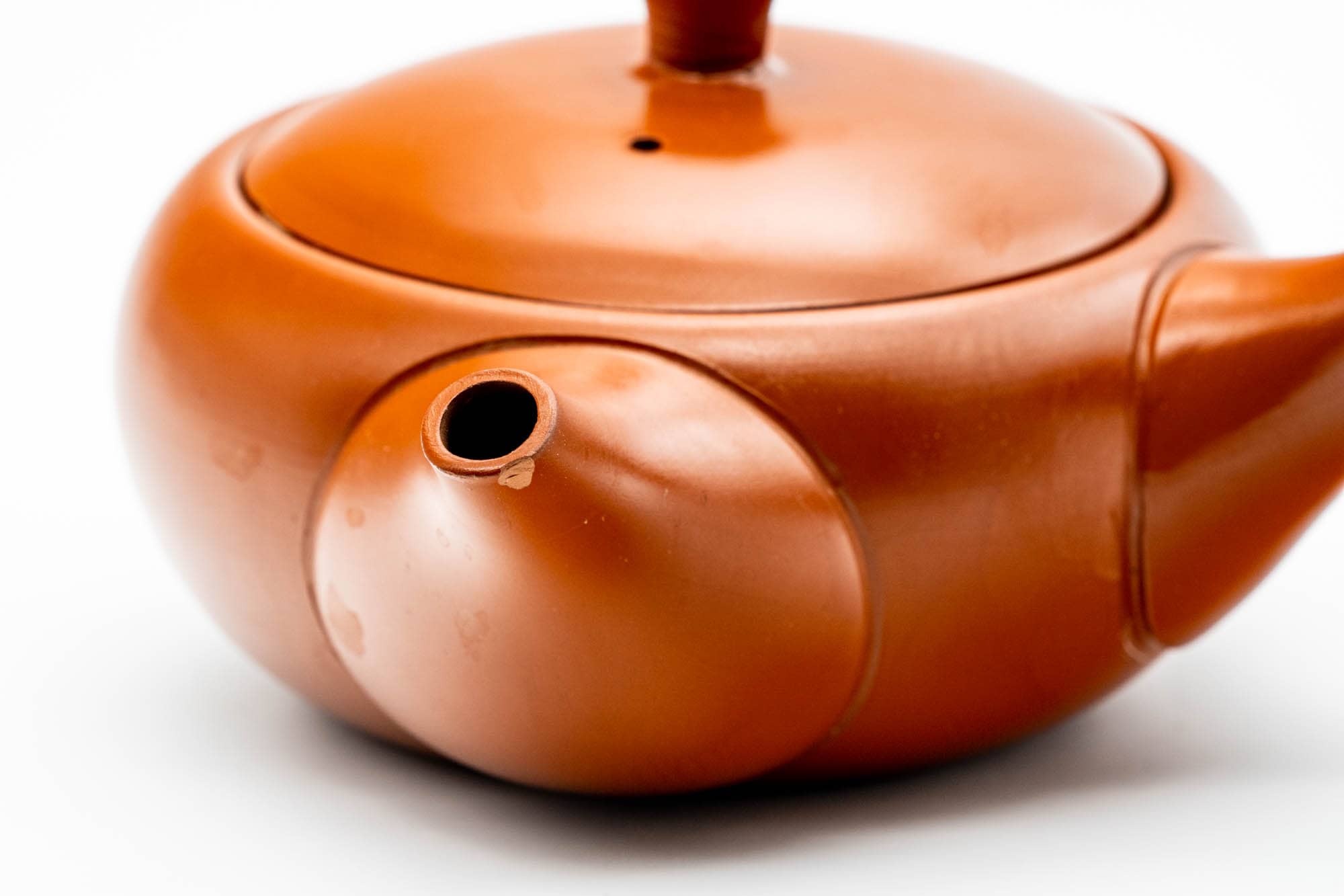 Japanese Kyusu - Red Shudei Tokoname-yaki Mesh Teapot - 260ml