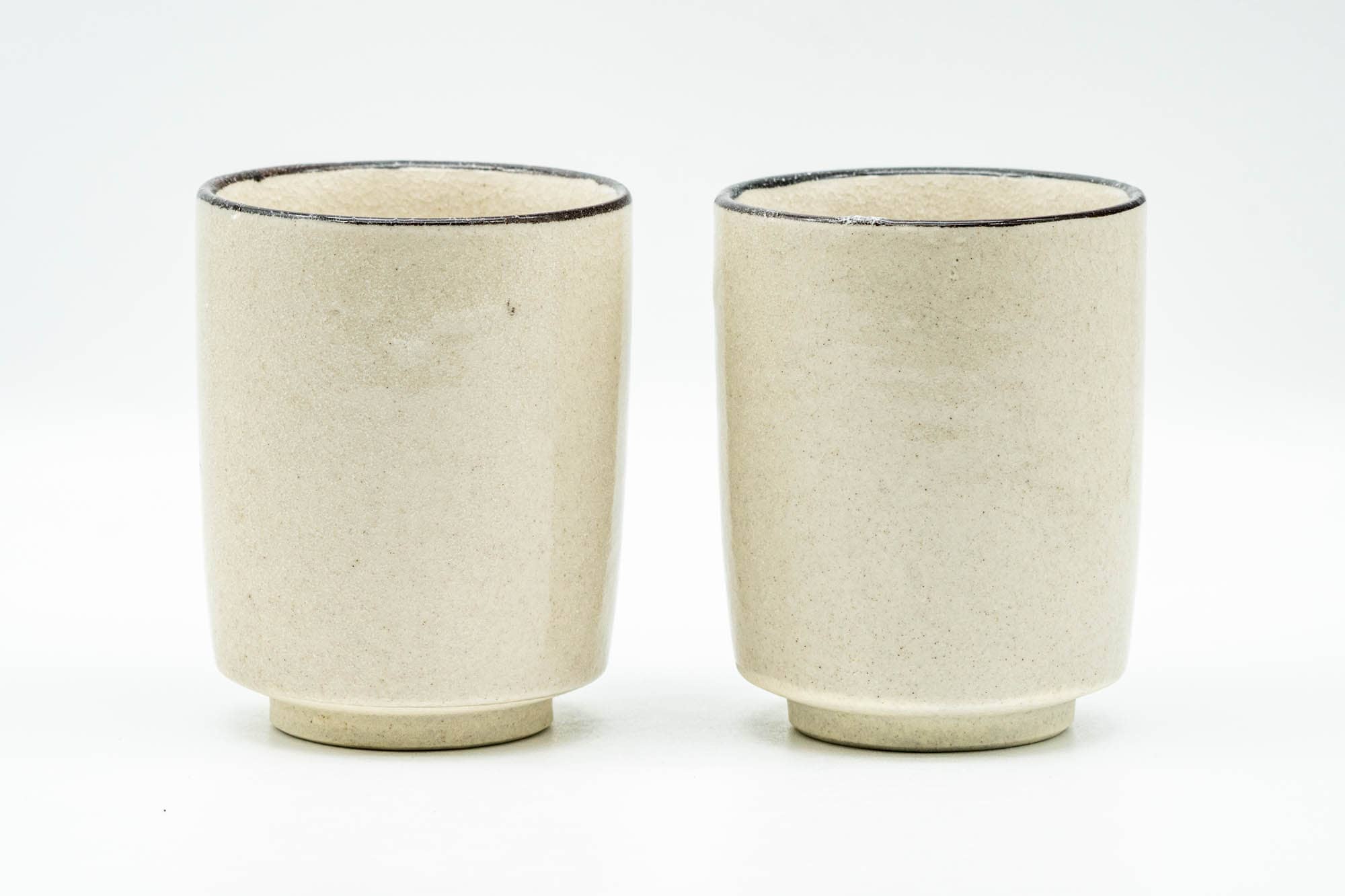 Japanese Teacups - Pair of Beige Long Grass Yunomi - 110ml
