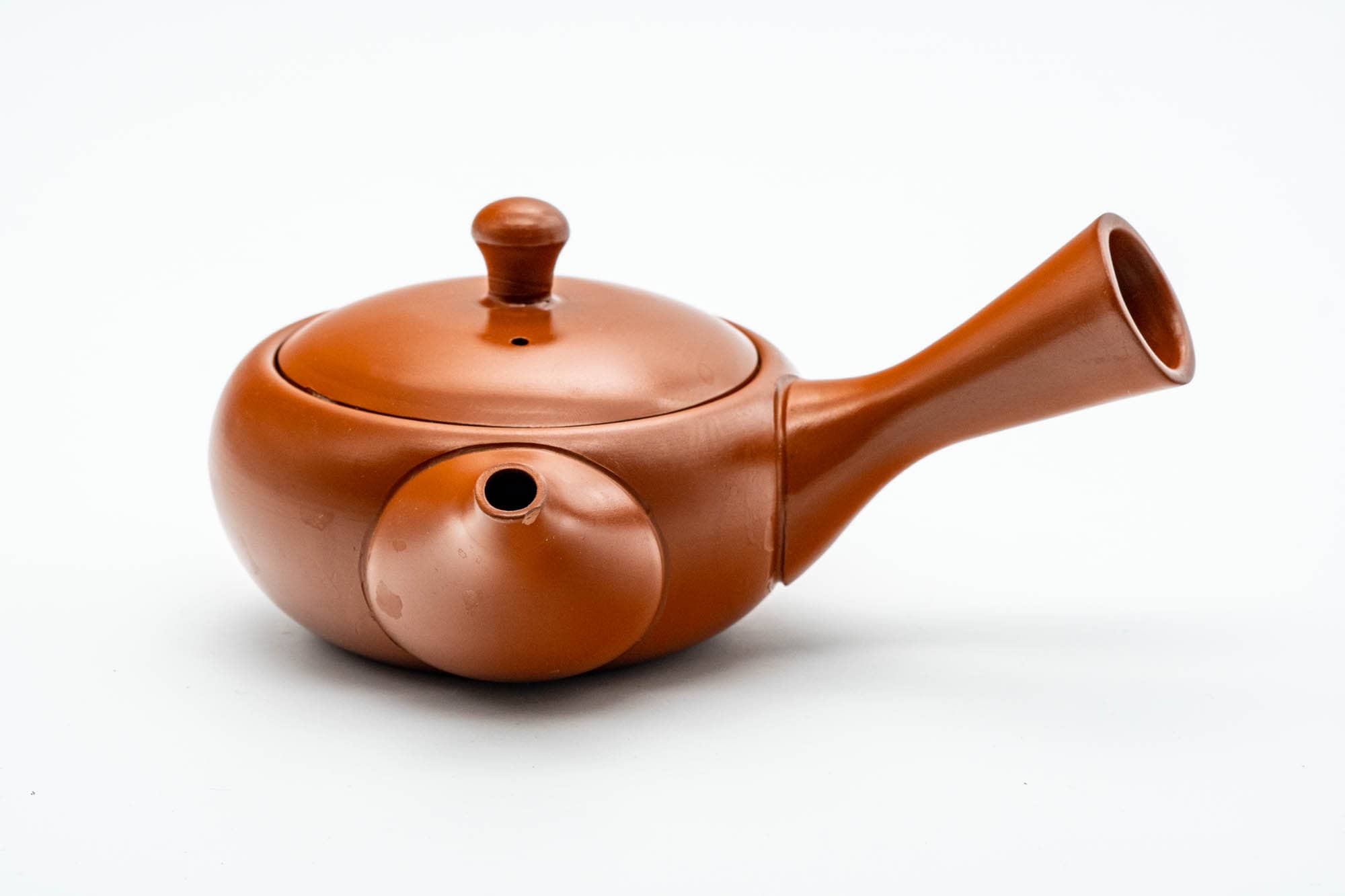 Japanese Kyusu - Red Shudei Tokoname-yaki Mesh Teapot - 260ml
