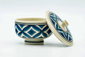 Japanese Teacup - Blue Geometric Kutani-yaki Lidded Yunomi - 130ml