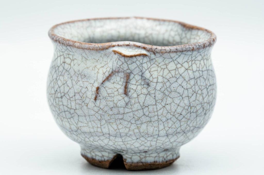 Japanese Teacup - Milky White Glazed Abstract Guinomi - 50ml