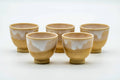 Japanese Teacups - Set of 5 Beige White Drip-Glazed Hagi-yaki Guinomi - 50ml