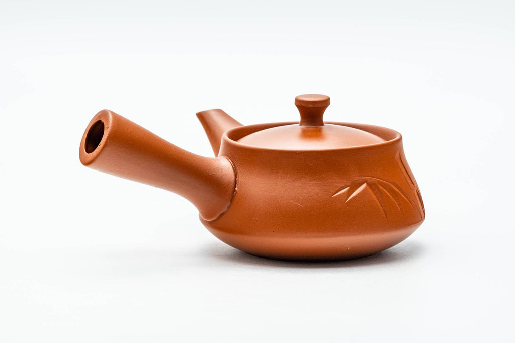 Japanese Tea Set - Bamboo Engraved Tokoname-yaki Kyusu Teapot with 5 Yunomi Teacups