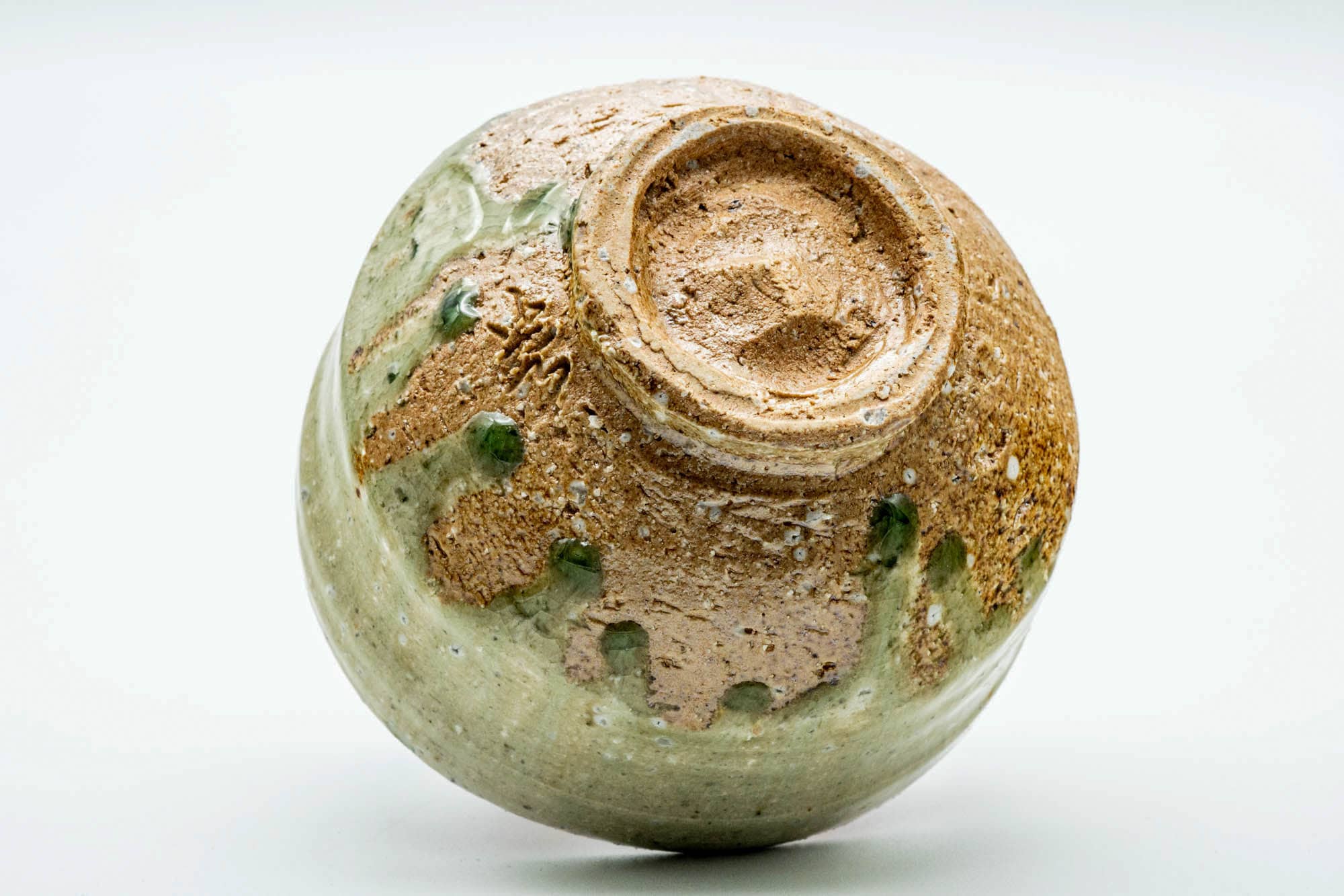 Japanese Matcha Bowl - Earthy Green Celadon Drip-Glazed Shigaraki-yaki Chawan - 350ml