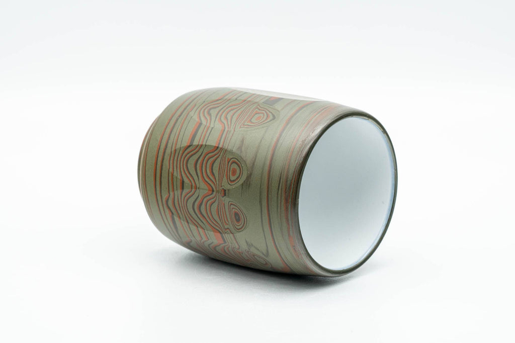 Japanese Teacup - 雲仙窯 Unzen Kiln - Carved Nerikomi Tokoname-yaki Yunomi - 170ml