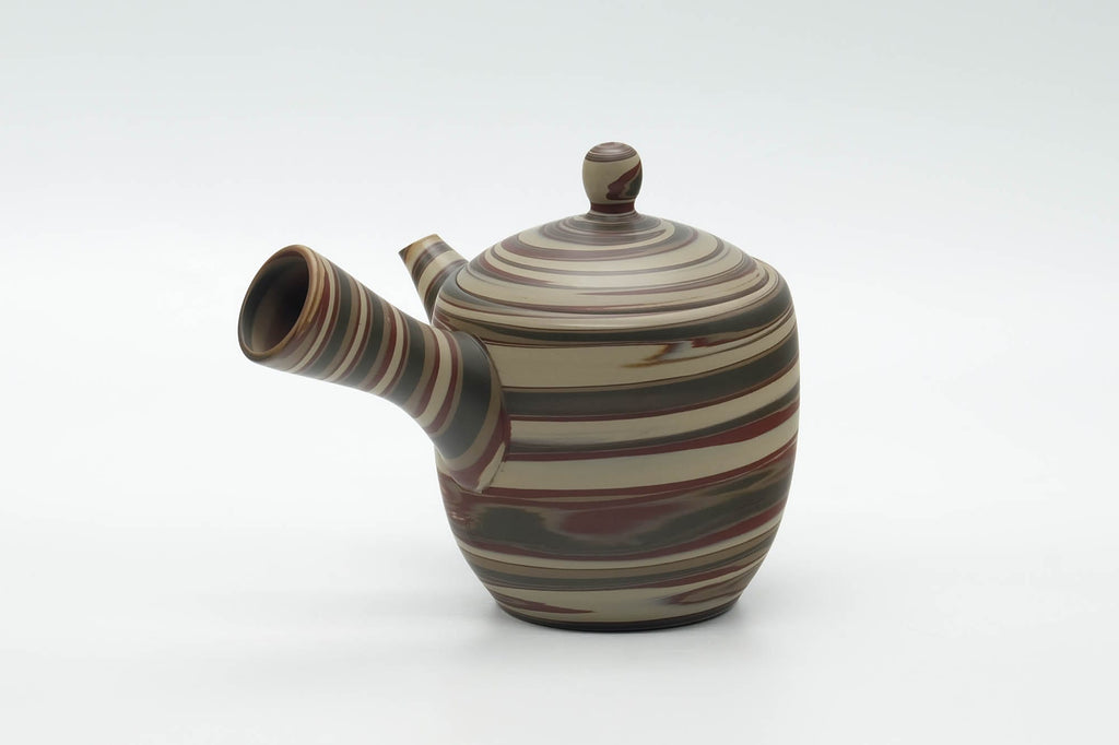 Japanese Kyusu - Green Red White Nerikomi Tokoname Teapot - 310ml