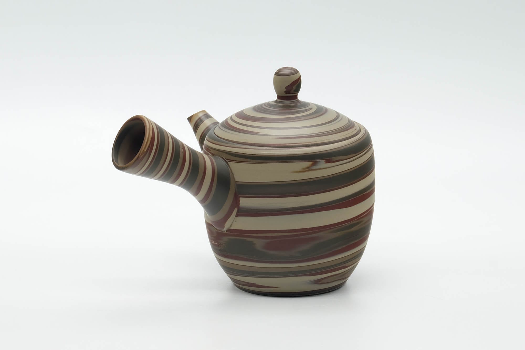 Japanese Kyusu - Green Red White Nerikomi Tokoname Teapot - 310ml