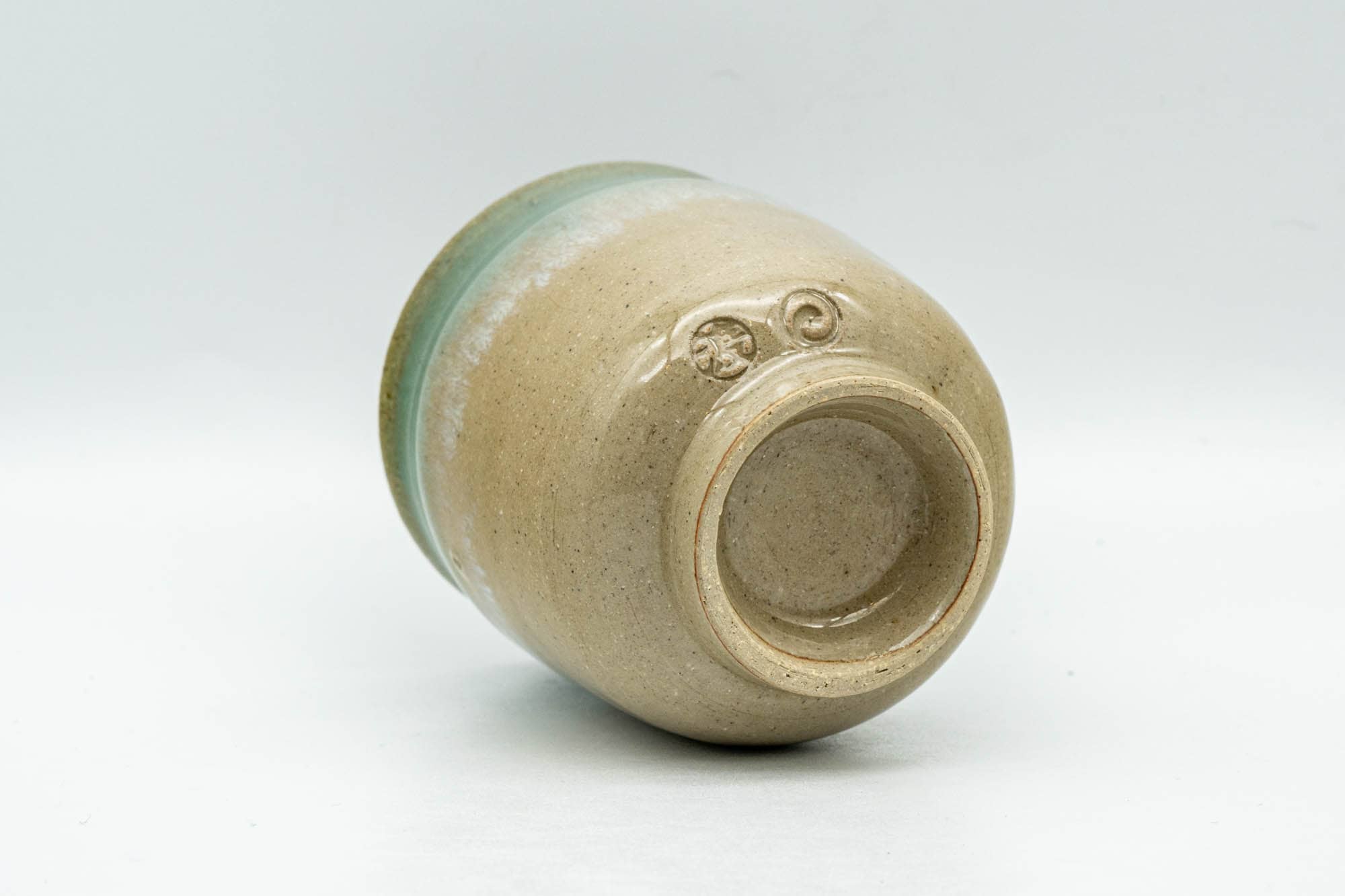 Japanese Teacup - Beige Turquoise and White Drip-Glazed Agano-yaki Yunomi - 125ml