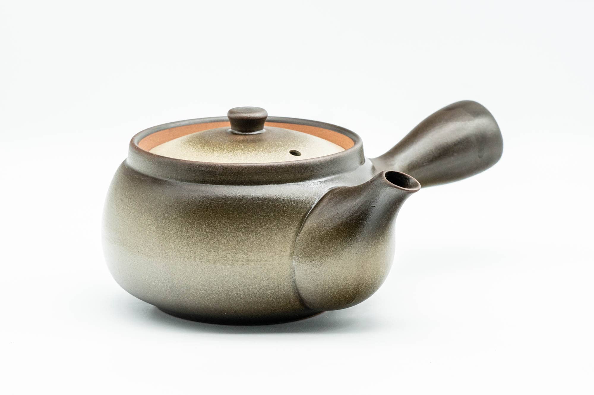 Japanese Kyusu - Beige Black Obi-ami 360 Mesh Filter Teapot - 380ml