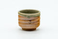 Japanese Teacup - Orange Green Spiraling Shigaraki-yaki Guinomi - 30ml