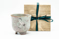 Japanese Matcha Bowl - Standing Crane Grey Pink Gohonte Glazed Winter Chawan (御本立鶴) with Tomobako Wooden Box - 450ml
