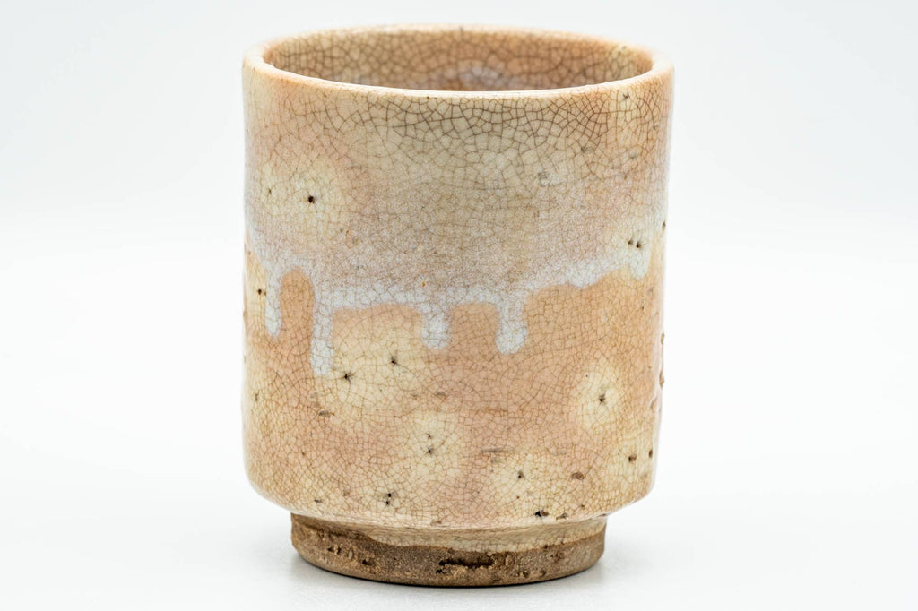 Japanese Teacup - Beige Drip-Glazed Gohonte Weathered Hagi-yaki Yunomi - 170ml