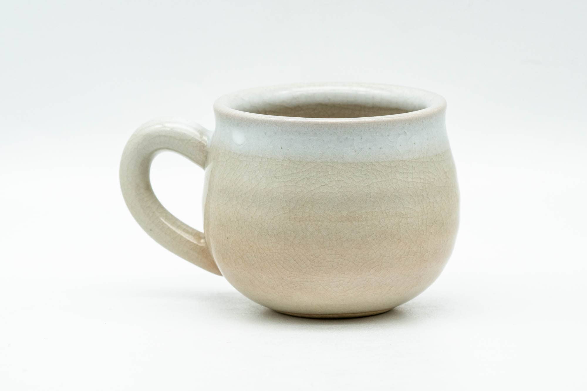 Japanese Teacup - Small Beige and White Hagi-yaki Ushirode Yunomi - 90ml