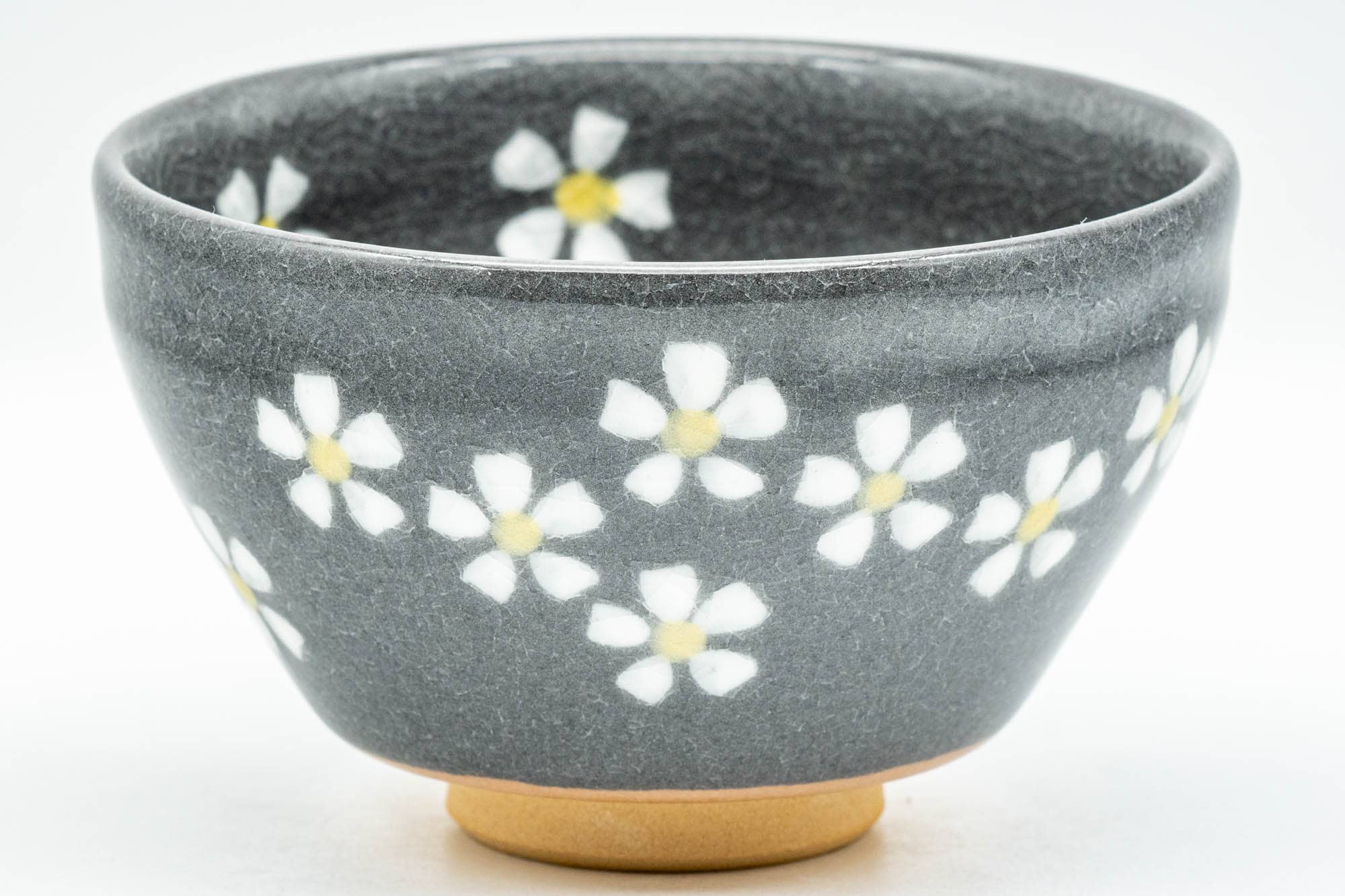 Japanese Matcha Bowl - Small Floral Grey Celadon Glazed Tenmoku-gata Chawan - 200ml