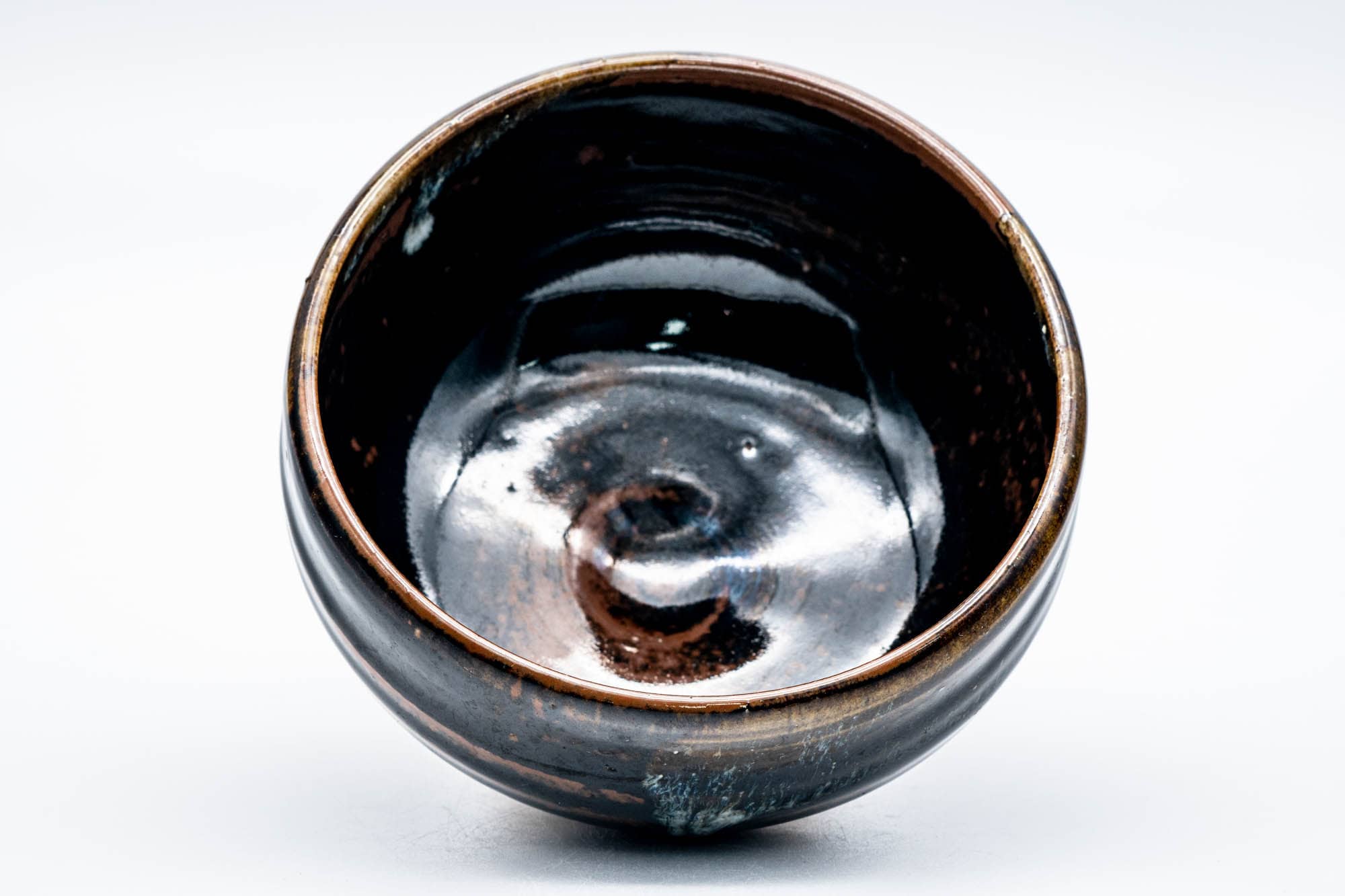 Japanese Matcha Bowl - Black Brown Spiraling Hare's Fur Glazed Chawan - 200ml