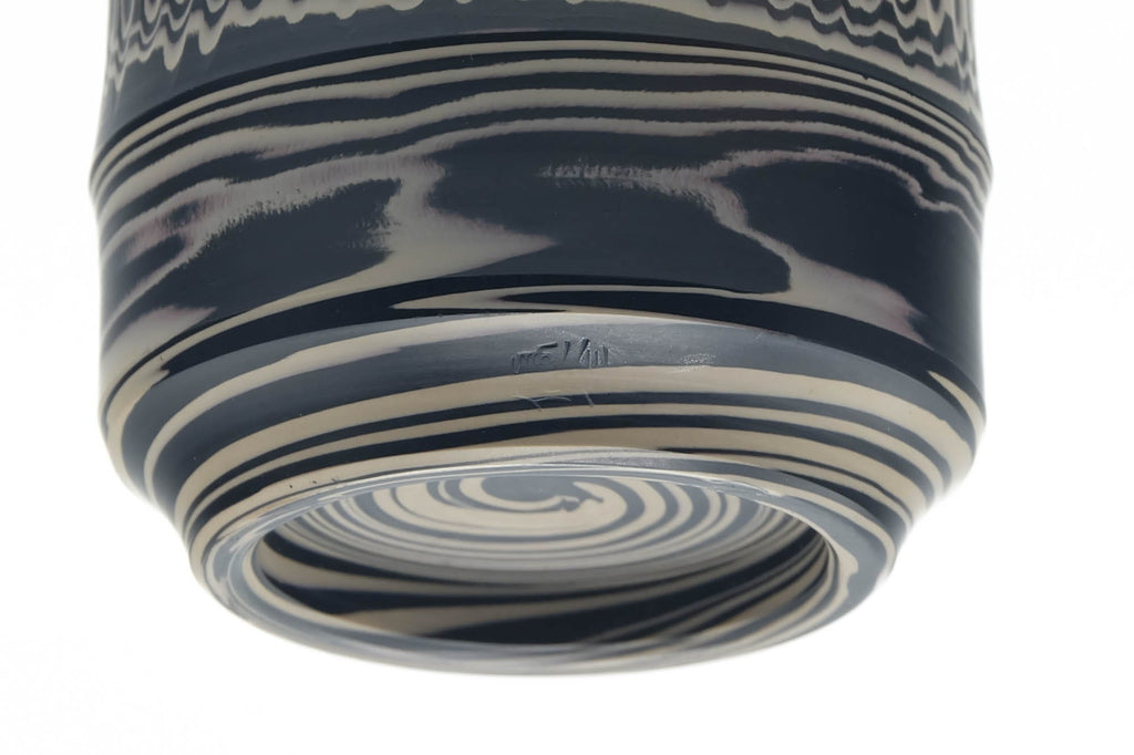 Japanese Teacup - Grey White Nerikomi Tochiri Tokoname Yunomi - 190ml