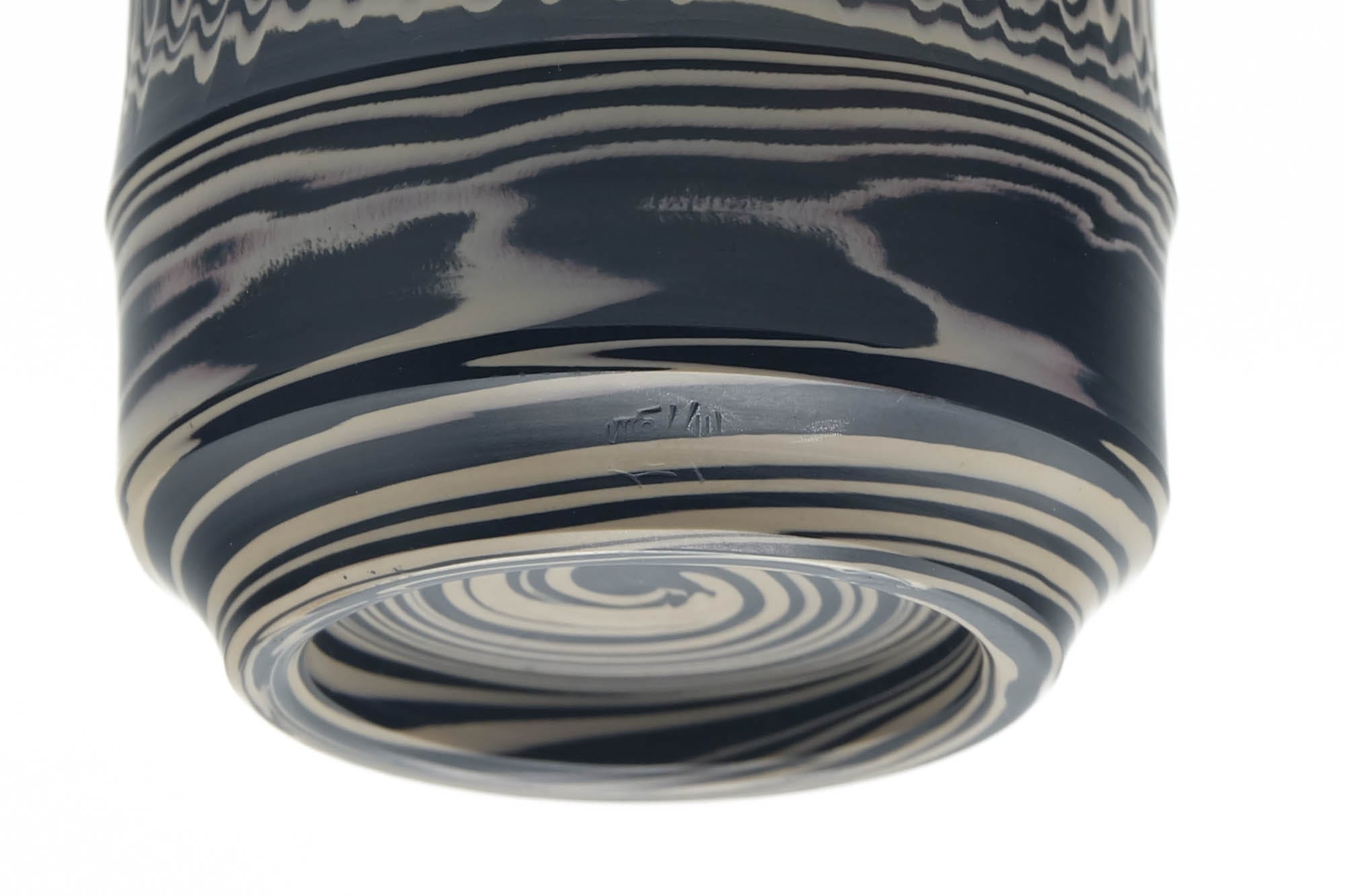 Japanese Teacup - Grey White Nerikomi Tochiri Tokoname Yunomi - 190ml