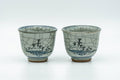 Japanese Teacups - Pair of Celadon Village Obori Soma-yaki Yunomi - 80ml