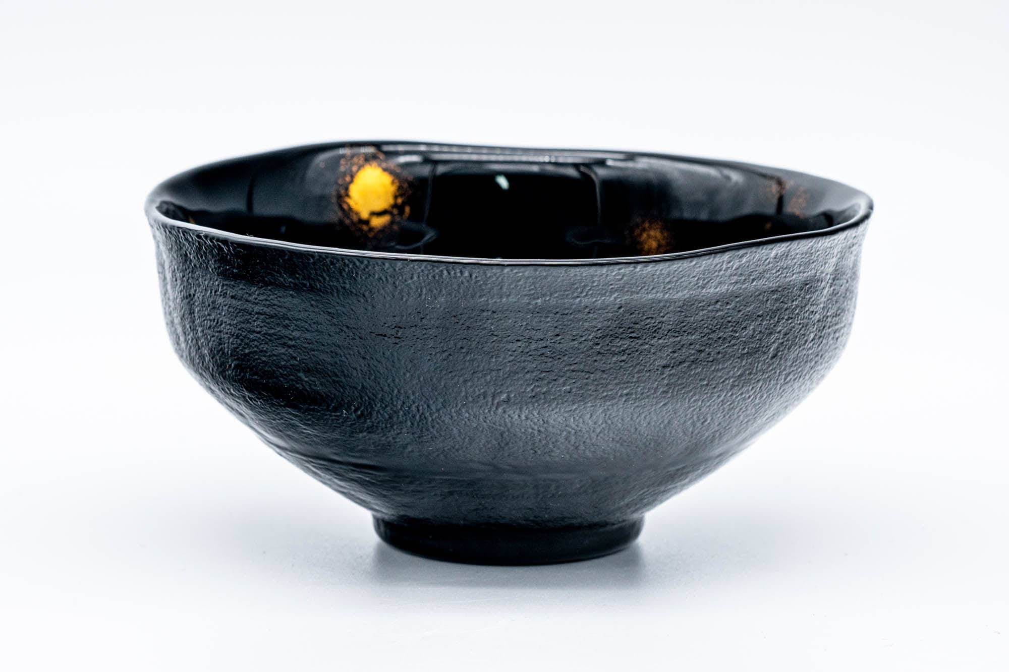 Gold Spotted Black Glass Chawan