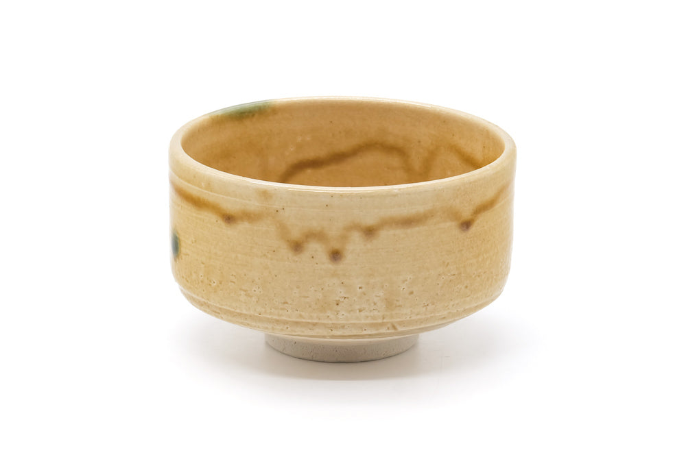 Japanese Matcha Bowl - Yellow Green Drip-Glazed Seto Chawan - 475ml