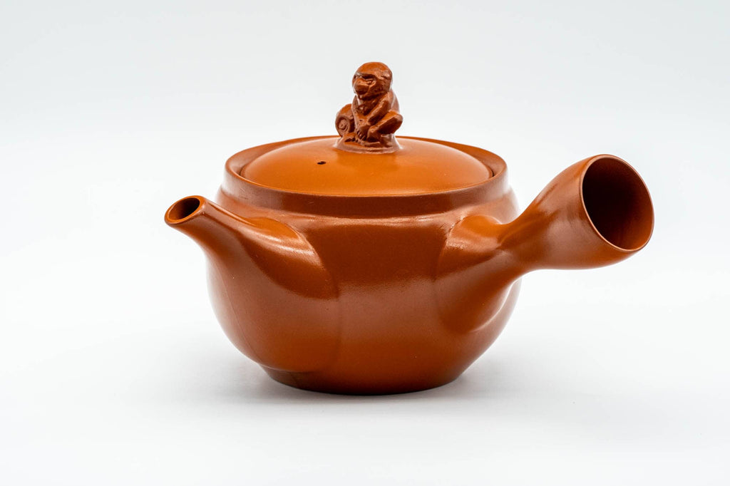 Japanese Kyusu - Monkeys and Leaves Tokoname-yaki Mesh Filter Teapot - 400ml
