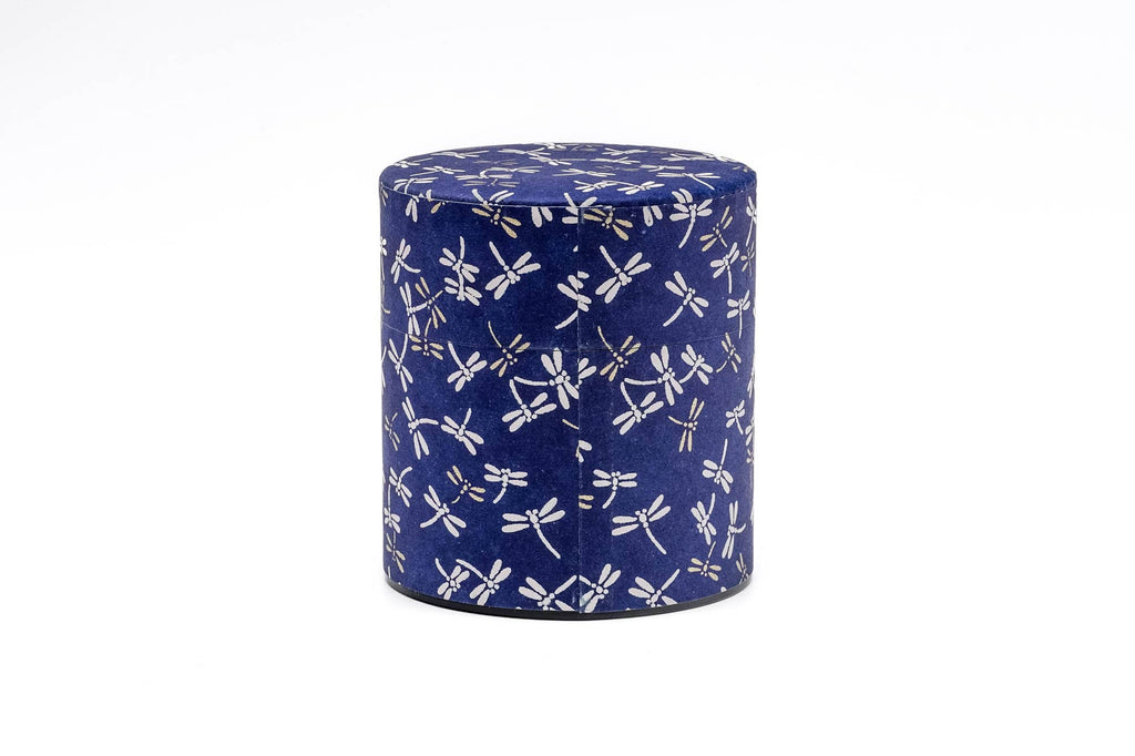 Blue White Dragonflies Washi Tea Canister - 150g