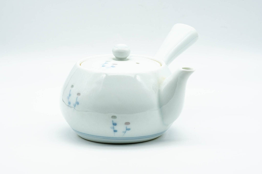 Japanese Kyusu - Floral White Porcelain Arita-yaki Debeso Teapot - 240ml