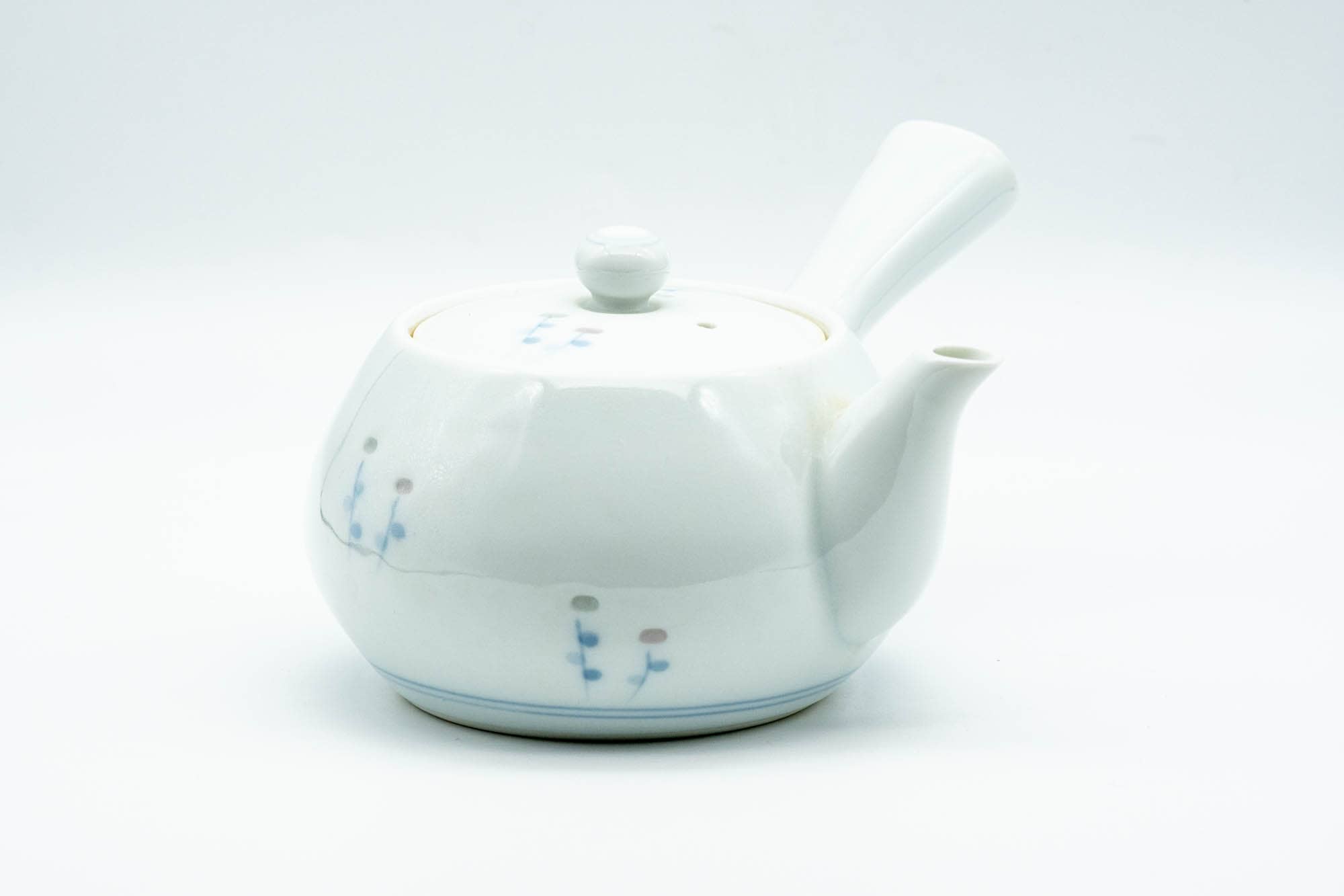 Japanese Kyusu - Floral White Porcelain Arita-yaki Debeso Teapot - 240ml