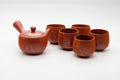 Japanese Tea Set - Kanji Engraved Tokoname-yaki Kyusu Teapot with 5 Yunomi Teacups