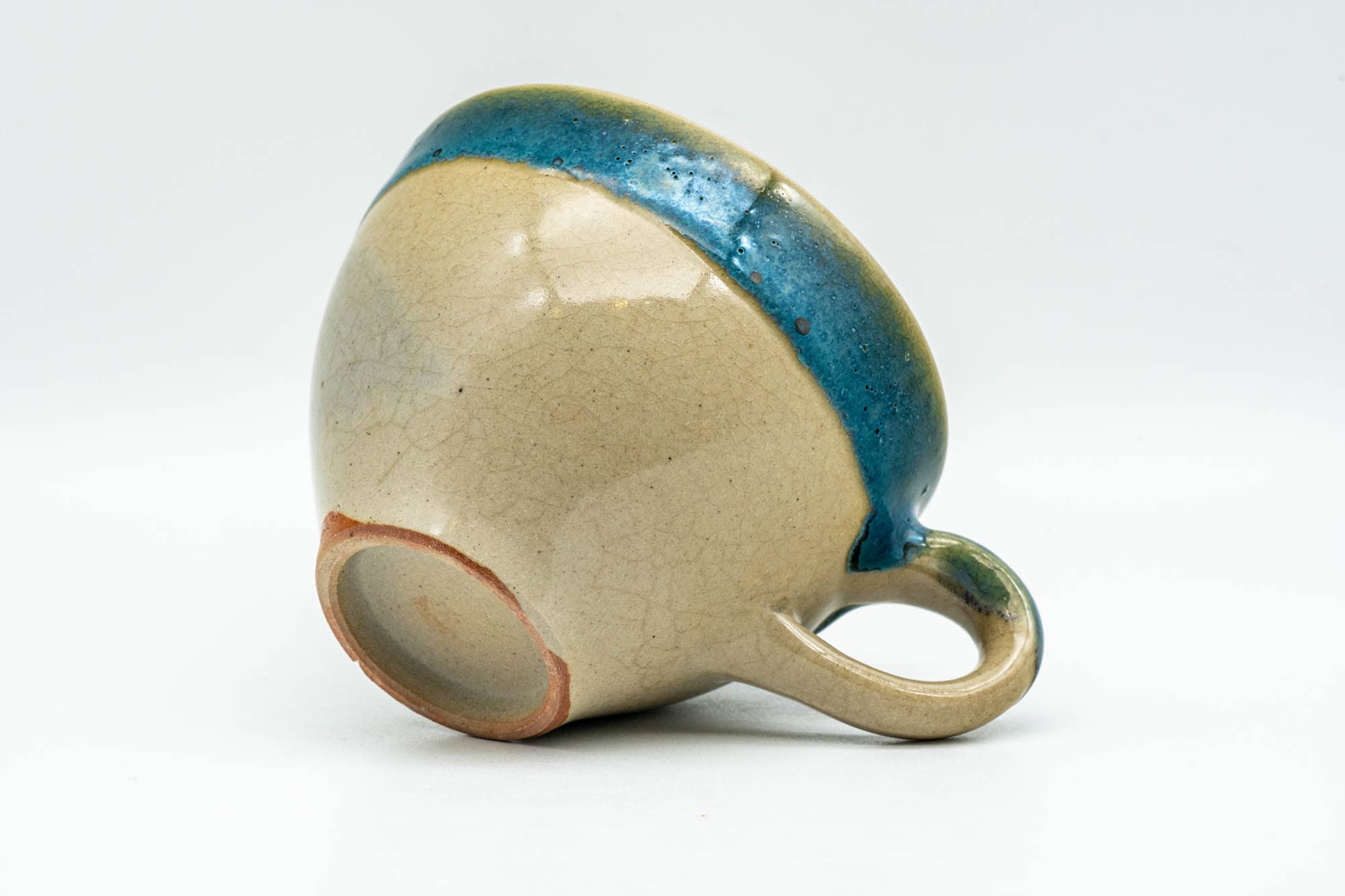 Japanese Teacup - Blue Drip-Glazed Agano-yaki Ushirode Yunomi - 140ml