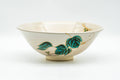 Japanese Matcha Bowl - Gold Green Leaves Kyo-yaki Summer Chawan - 150ml