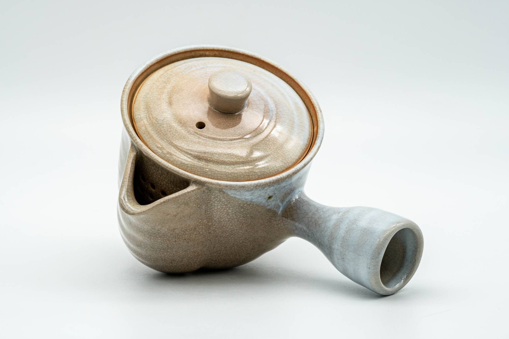 Japanese Kyusu - Beige White Glazed Hagi-yaki Do-ake Teapot - 250ml