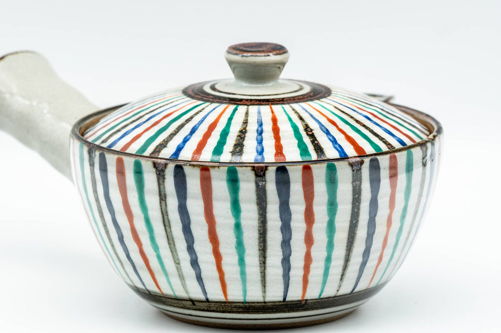 Japanese Kyusu - Multi-Coloured Stripes Do-ake Triangular-Spouted Teapot - 275ml